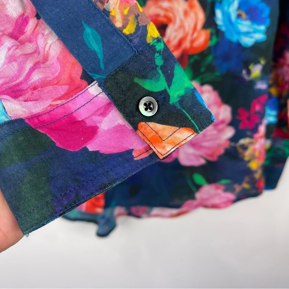 NEW Sundance Floral Joy Top Long Sleeve Button Front Women's Size Large - Picture 5 of 7